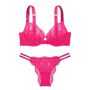 Комплект The Fabulous by Victoria's Secret Full-Cup Shine Strap Lace Bra Hot Pink