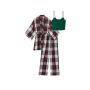 Піжама Flannel 3-Piece Set White & Green Plaid