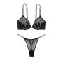 Комплект Sheer Shine Low-Cut Demi Bra & Thong Panty Black