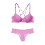 Комплект білизни Lace Front Push Up Bra & Thong Panty Orchid Pink
