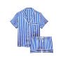 Піжама сатинова Satin Short Pajama Set Blue Stripe