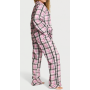 Піжама Flannel Long Pajama Set Coconut White/Black White Gold Lurex Yd Plaid VS