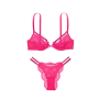 Комплект білизни Shine Strappy Unlined Lace Low-Cut Demi Bra & Brazilian Panty Pink