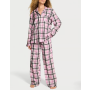 Піжама Flannel Long Pajama Set Coconut White/Black White Gold Lurex Yd Plaid VS