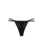 Трусики Flocked Mesh Thong Panty Black Victoria's Secret Pink