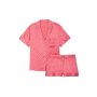 Піжама сатинова Satin Short Pajama Set Cocktail Pink Polka Dot