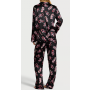 Піжама сатинова Glazed Satin Long Pajama Set Black Print VS