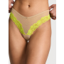 Трусики Tease Mesh Lace-Trim High-Leg Thong Panty Praline VS