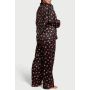 Піжама сатинова Satin Long Pajama Set Black Chocolate Strawberries VS