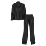 Піжама сатинова Glazed Satin Long Pajama Set Black Stripe Jacquard