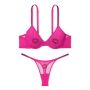 Комплект Sheer Shine Motif Unlined Low-Cut Demi Bra Fucshia Frenzy VS
