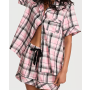 Піжама Flannel Short Pajama Set Coconut White/Black White Gold Lurex Yd Plaid VS