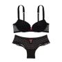 Комплект Tease Lola Push-Up Bra & Cheeky Panty Black Hearts