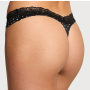 Трусики Lace-Trim High-Leg Thong Panty Black Dots VS