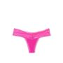 Трусики Lace Waist Ribbed Cotton Thong Panty Fuchsia Frenzy