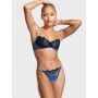 Комплект Wicked Unlined Lace & Velvet Shine & V-String Panty Noir Navy