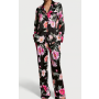 Піжама сатинова Satin Long Pajama Set Black Floral Bouquet VS