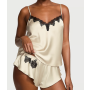 Піжама сатинова Satin Rose Lace-Trim Cami Flutter Shorts Set Classic Sandstone VS