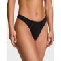 Трусики Cotton Lace-Trim High-Leg Scoop Thong Panty Black