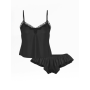 Піжама сатинова Satin Rose Lace-Trim Cami Flutter Shorts Set Black