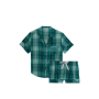 Піжама Flannel Short Pajama Set Sea Salt Green Plaid