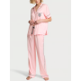 Піжама сатинова Signature Satin Short-Sleeve Long Pajama Set Pink
