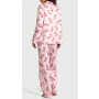 Піжама сатинова Glazed Satin Long Pajama Set Pink Print VS