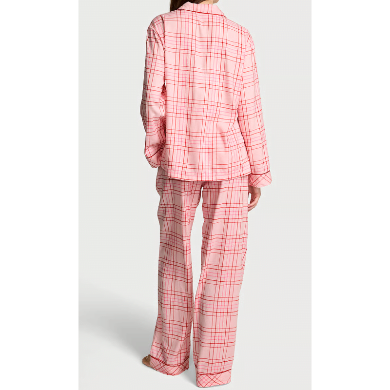 Піжама Flannel Long Pajama Set Red Pink Plaid VS