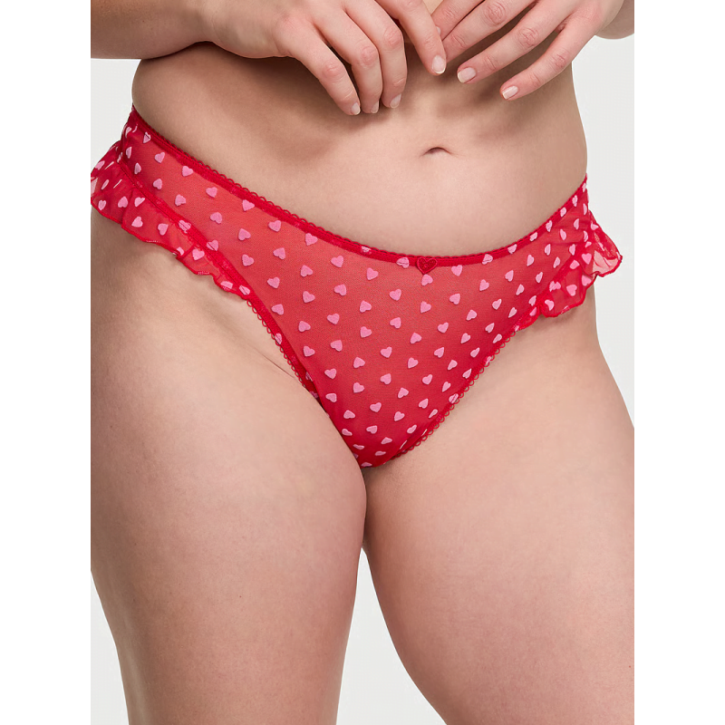 Трусики Tease High-Leg Scoop Thong Panty Bright Vermillion Hearts VS