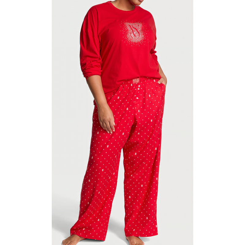 Піжама Flannel Long-Sleeve Tee-Jama Pajama Set Lipstick VS