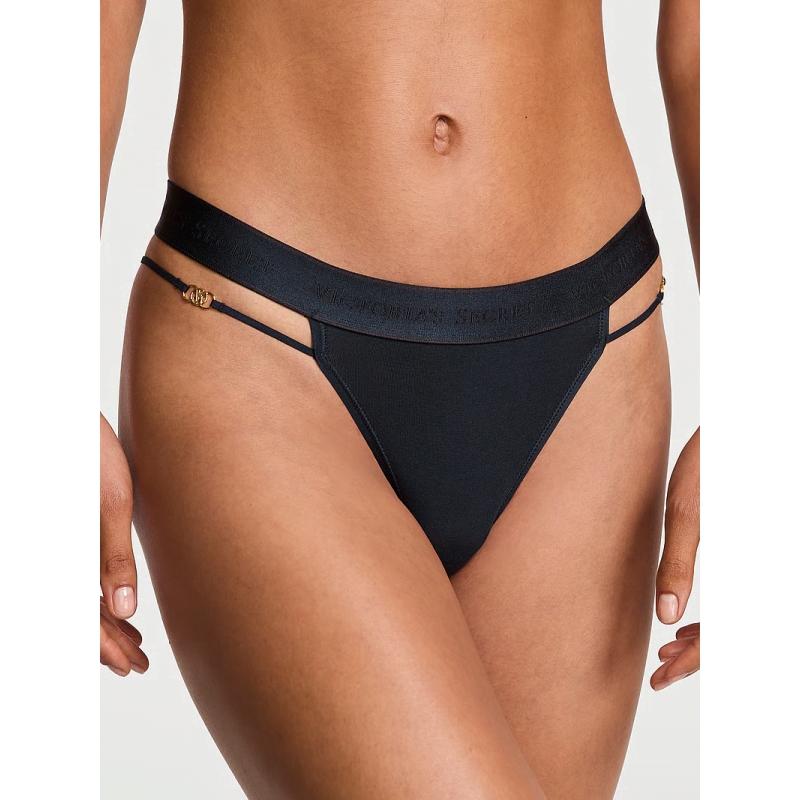 Трусики Logo Cotton Strappy Thong Panty Dark Twilight VS