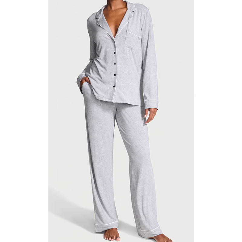 Піжама Modal Long Pajama Set Medium Heather Grey VS