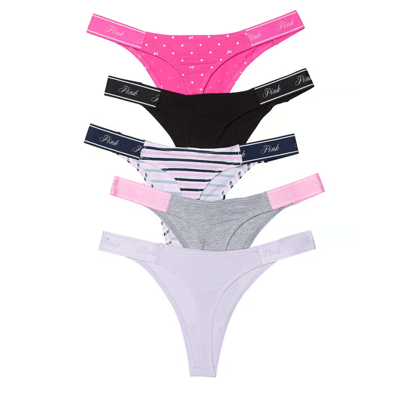 Набір трусиків VS 5-Pack Logo Cotton High-Leg Thong Panties Mix N