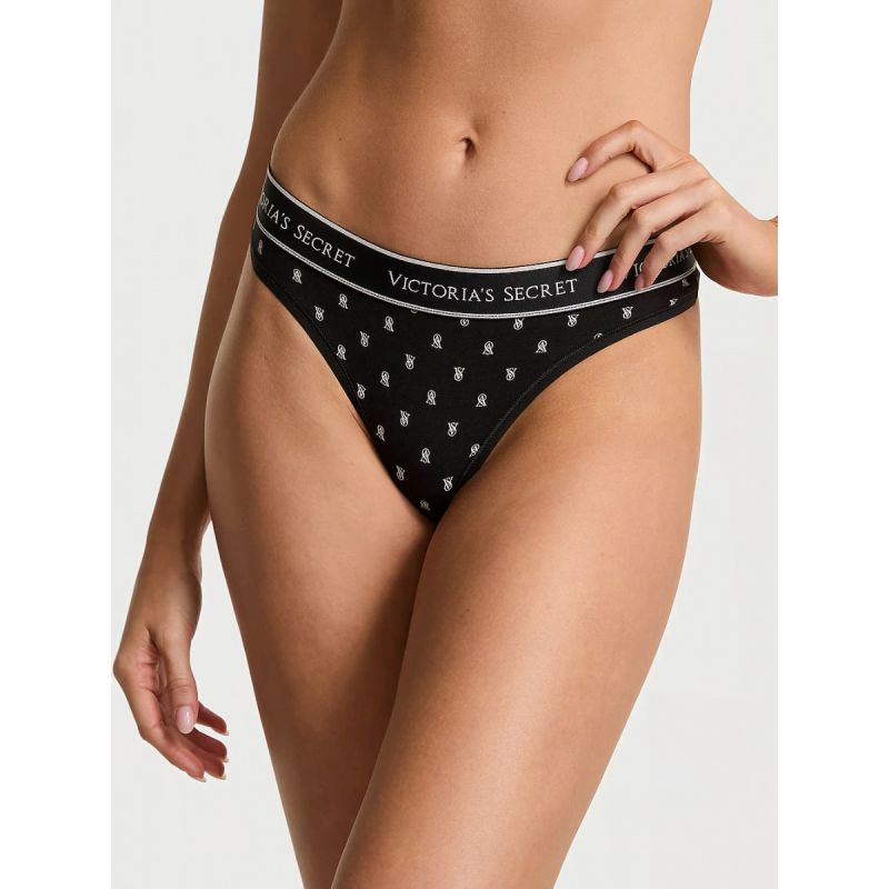 Трусики Logo Cotton Thong Panty Black VS
