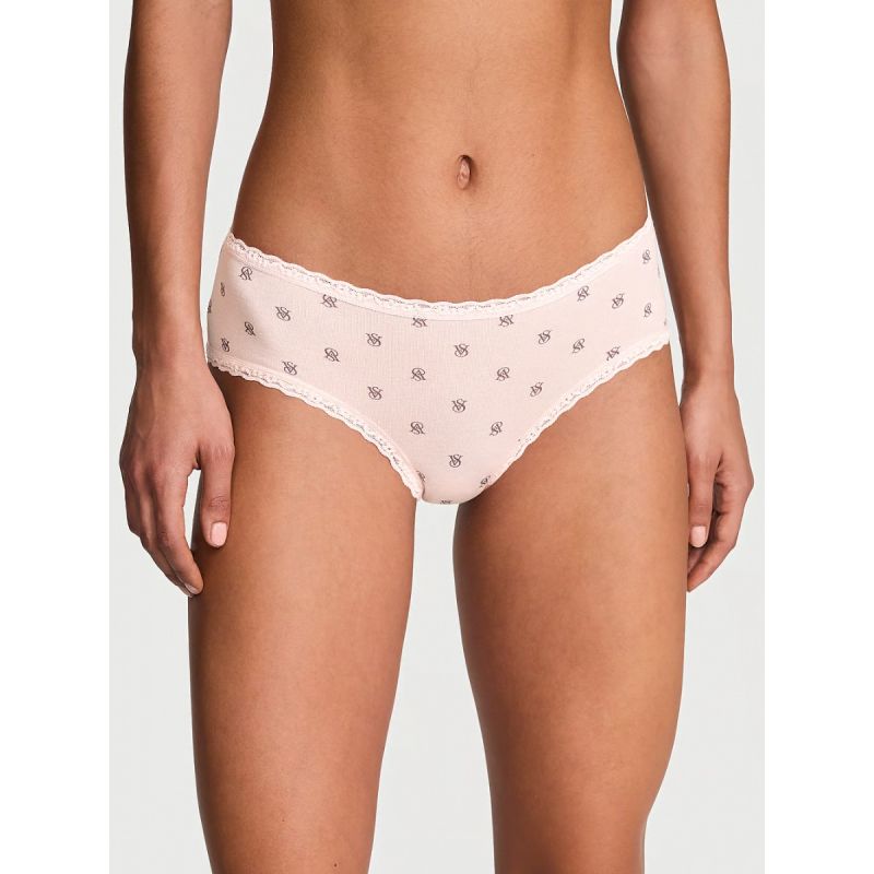 Жіночі трусики Cotton Lace-Waist Cheeky Panty Pink Logo Dots