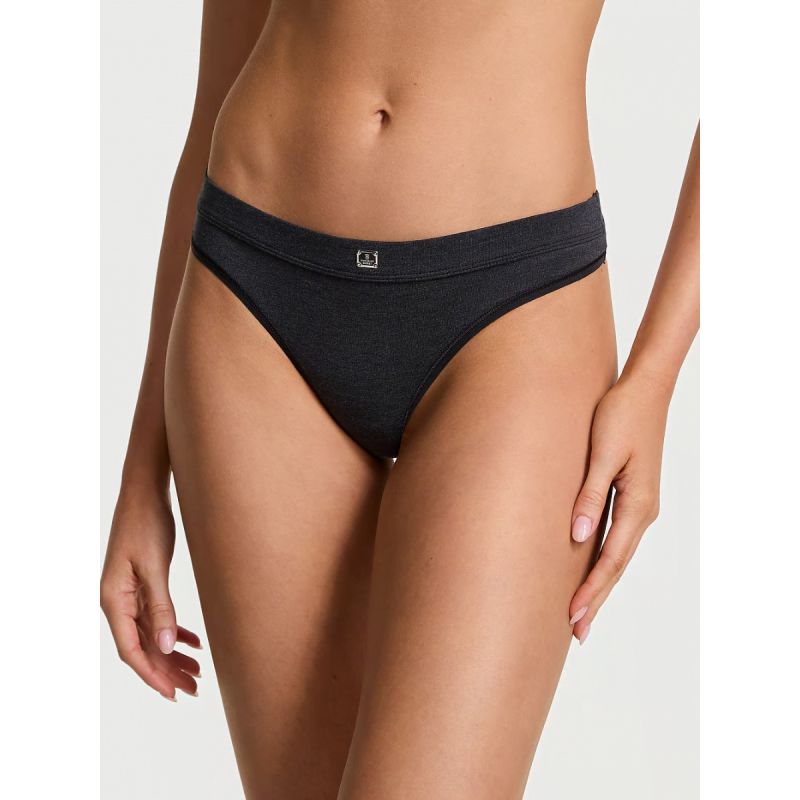 Трусики Logo Cotton Thong Panty Heather Black