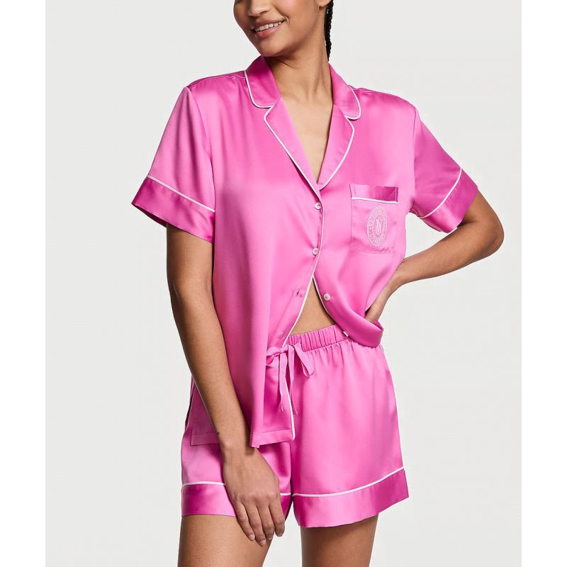Піжама сатинова Glazed Satin Short Pajama Set New Peony
