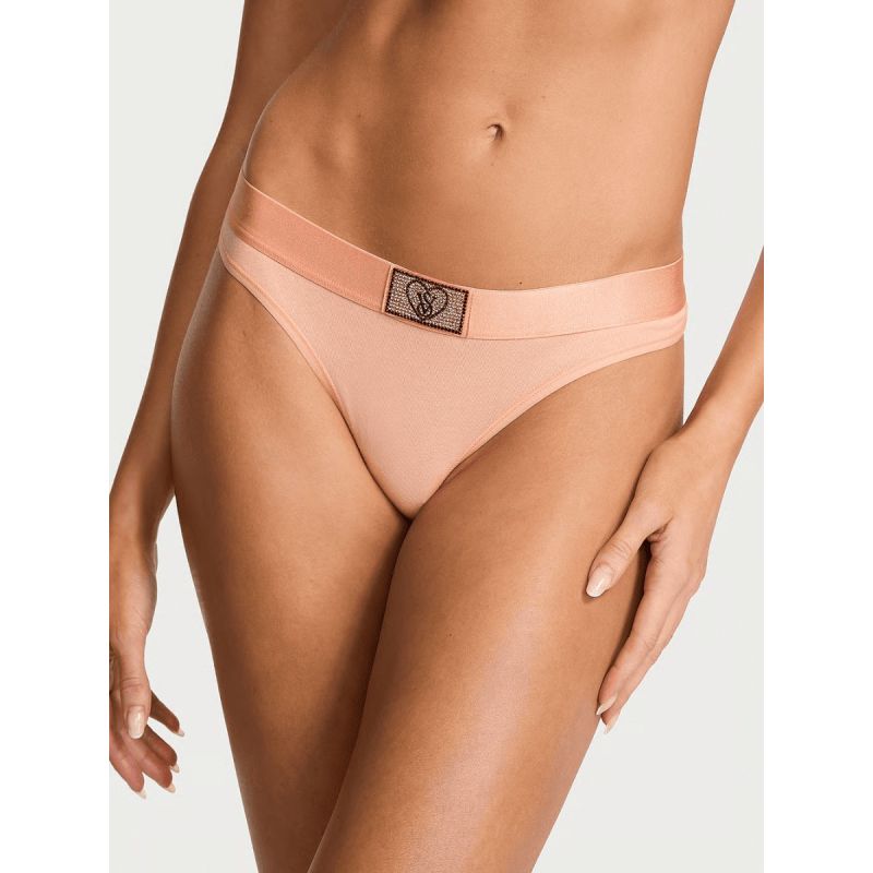 Трусики Logo Cotton Heart Shine Patch Thong Panty Pink Gin