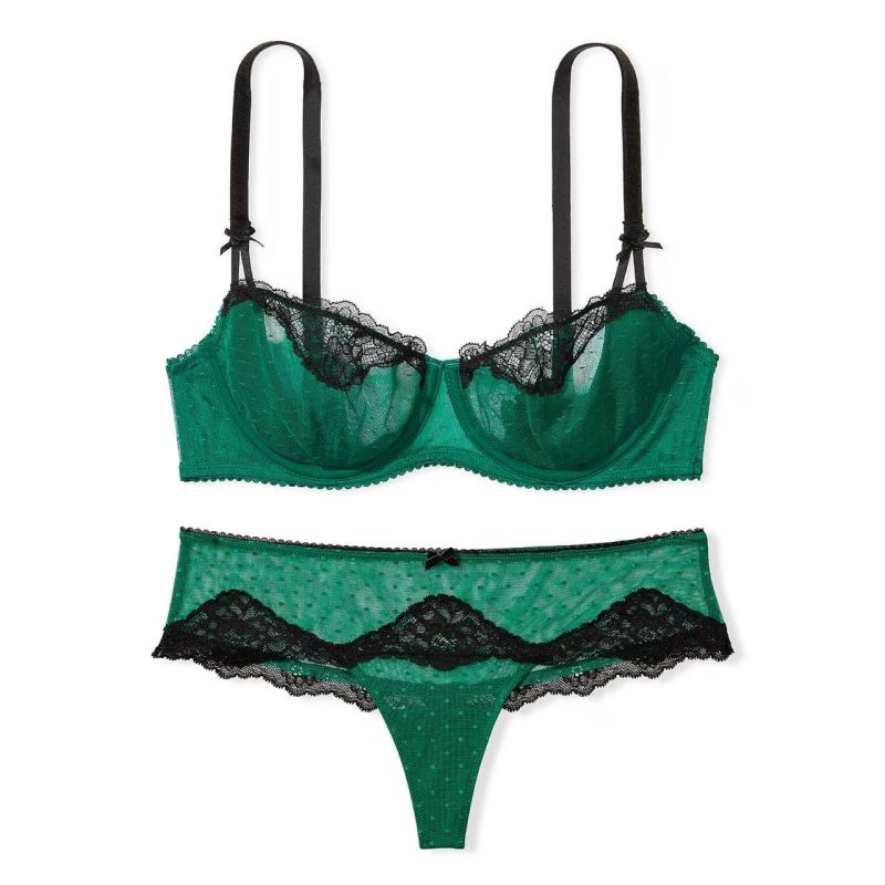 Комплект Dream Angels Wicked Unlined Dotted Mesh Bra Spruce Green