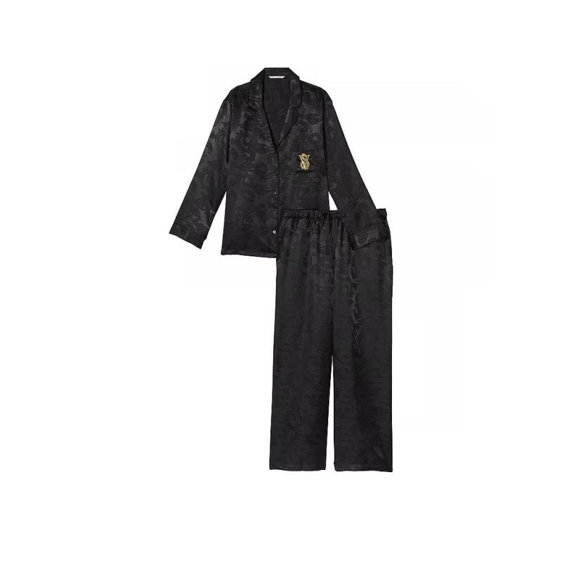 Піжама сатинова Satin Long Pajama Set Black