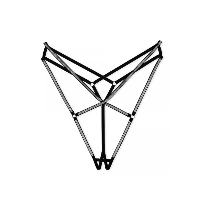 Трусики Crotchless Shine Strap Thong Panty Black