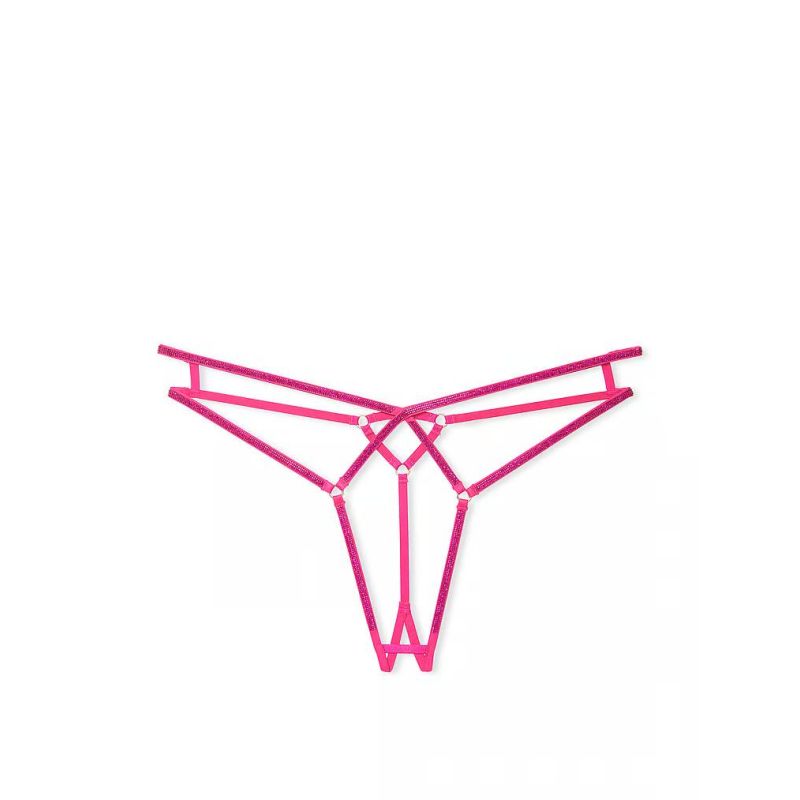 Жіночі трусики Crotchless Shine Strap Thong Panty Pink