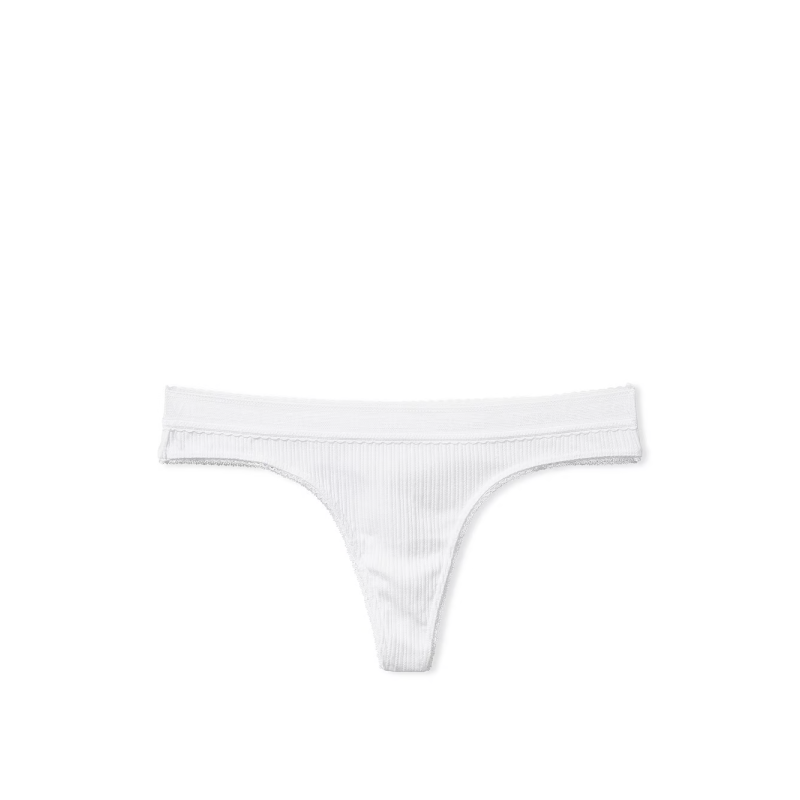 Трусики Logo Cotton Lace-Waist Thong Panty White