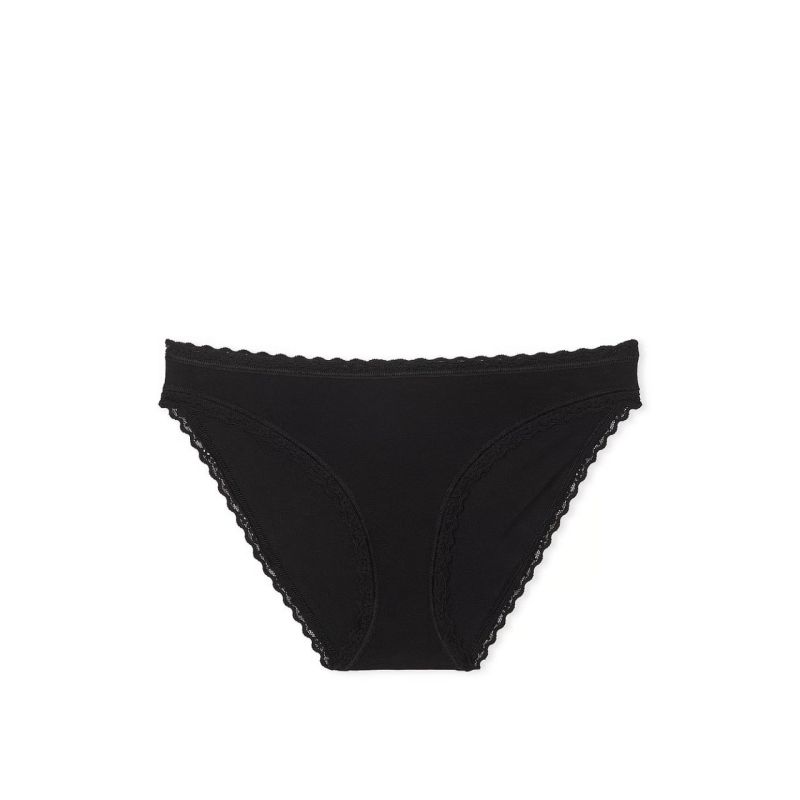 Трусики Cotton Lace-Waist Bikini Panty Black