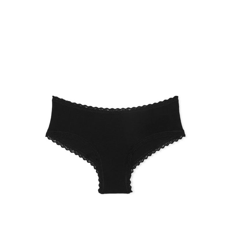 Трусики Cotton Lace-Waist Cheeky Panty Black