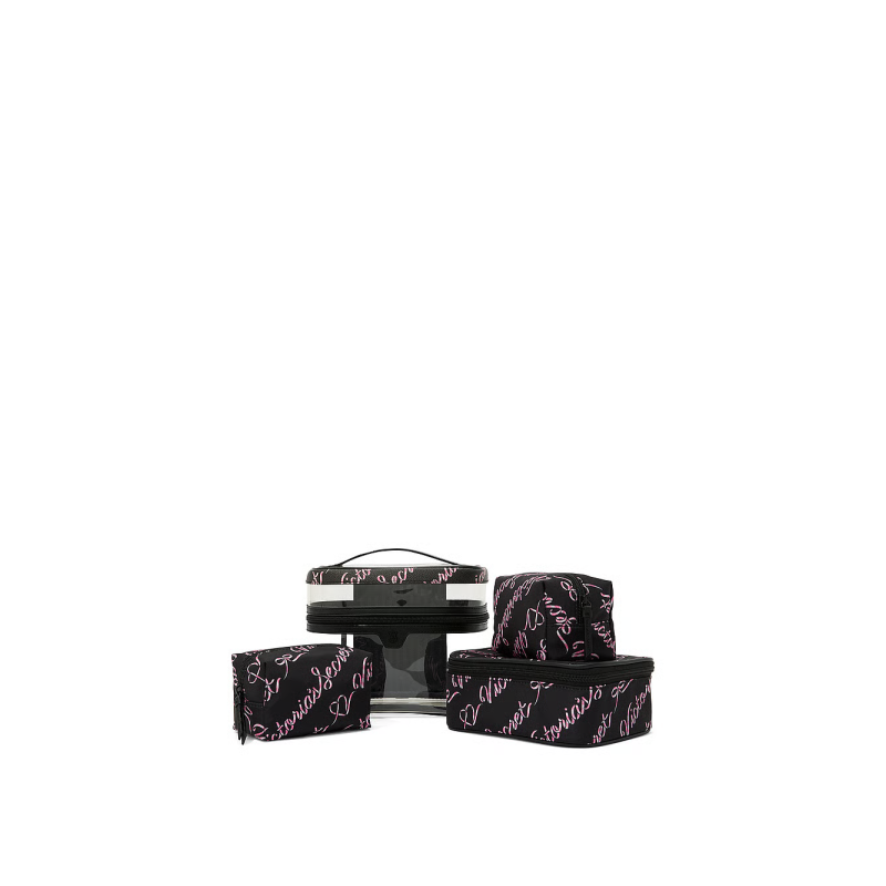 Набір косметичок  4-in-1 Train Case Black Candycane Script