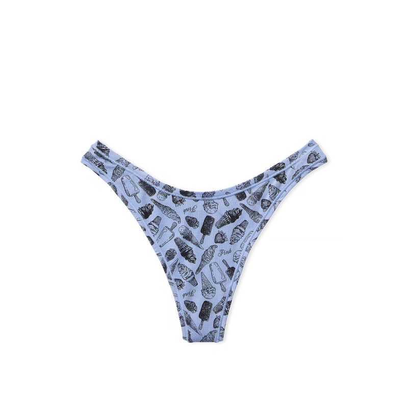 Трусики Logo Cotton High-Leg Thong Panty Harbor Blue Ice Cream Print