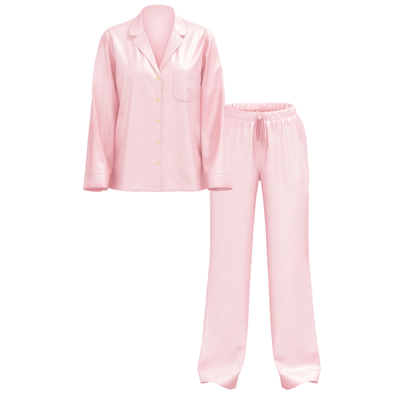 Піжама сатинова Satin Long Pajama Set Angel Pink Crest Jacquard