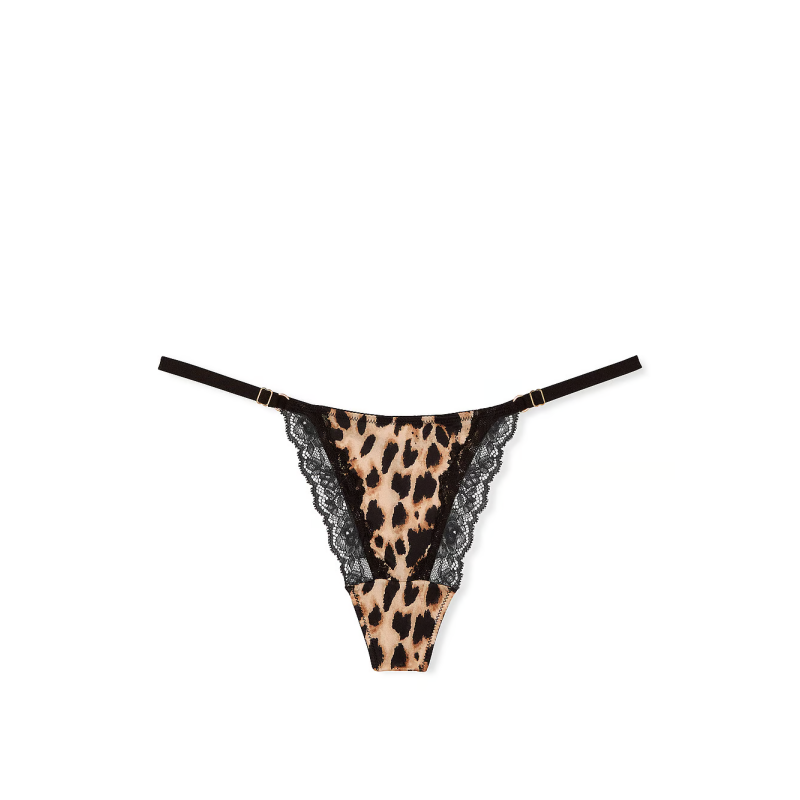 Трусики Lace-Trim High-Leg Adjustable V-String Panty Leopard