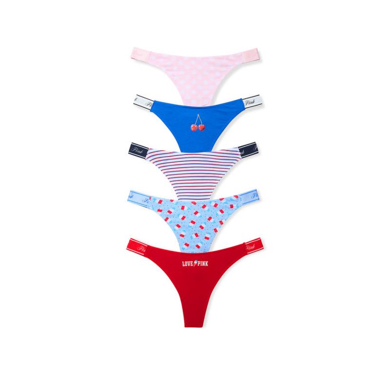 Набір трусиків 5-Pack Logo Cotton High-Leg Thong Panties Red